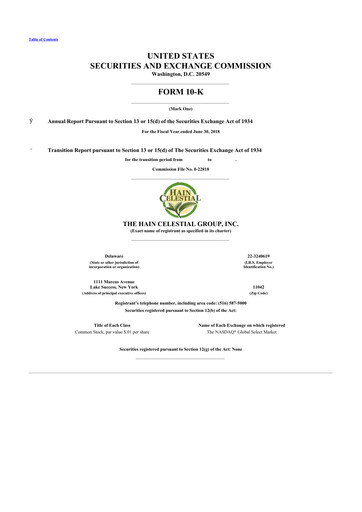 Thumbnail Hain Celestial 10-K Annual Report 2018