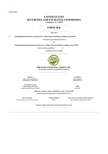 Thumbnail Hain Celestial 10-K Annual Report 2019