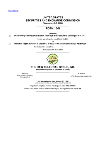 Thumbnail Hain Celestial 10-Q Quarterly Report FY2022 