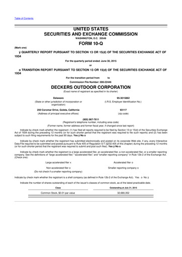 Thumbnail Deckers Brands 10-Q Quarterly Report FY2016 