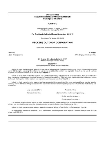 Thumbnail Deckers Brands 10-Q Quarterly Report FY2018 