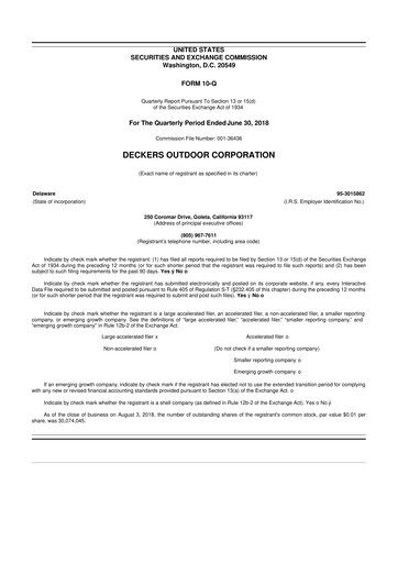 Thumbnail Deckers Brands 10-Q Quarterly Report FY2019 