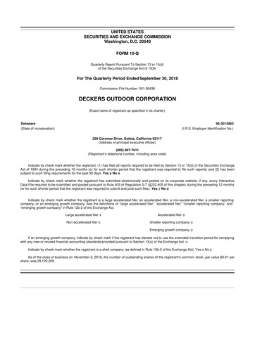 Thumbnail Deckers Brands 10-Q Quarterly Report FY2019 