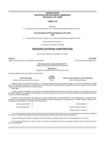 Thumbnail Deckers Brands 10-Q Quarterly Report FY2020 