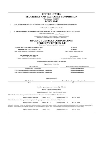 Thumbnail Regency Centers
 10-K Annual Report 2014