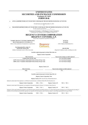 Thumbnail Regency Centers
 10-K Annual Report 2015
