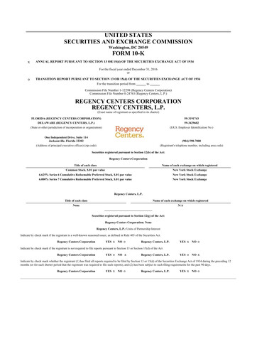 Thumbnail Regency Centers
 10-K Annual Report 2016