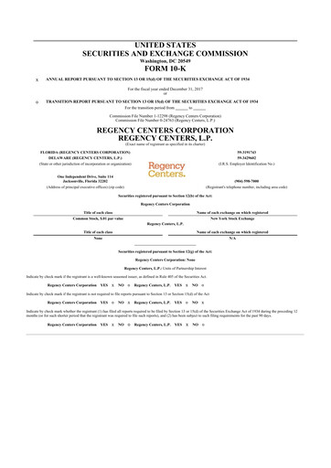 Thumbnail Regency Centers
 10-K Annual Report 2017