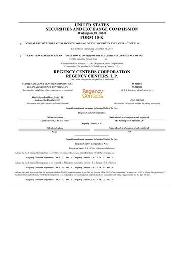 Thumbnail Regency Centers
 10-K Annual Report 2018