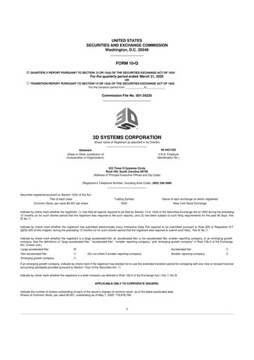 Vorschaubild 3D Systems 10-Q Quartalsbericht 2020 