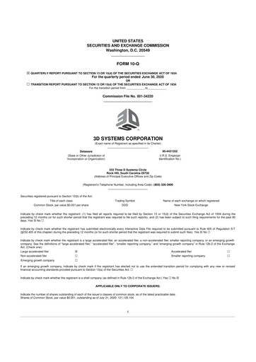 Vorschaubild 3D Systems 10-Q Quartalsbericht 2020 