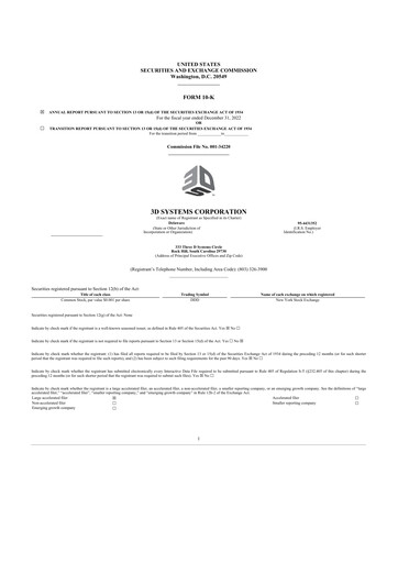 Thumbnail 3D Systems 10-K Annual Report 2022