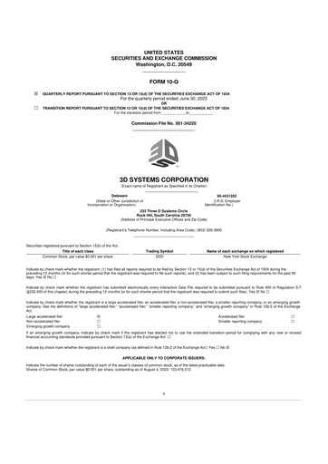 Vorschaubild 3D Systems 10-Q Quartalsbericht 2023 