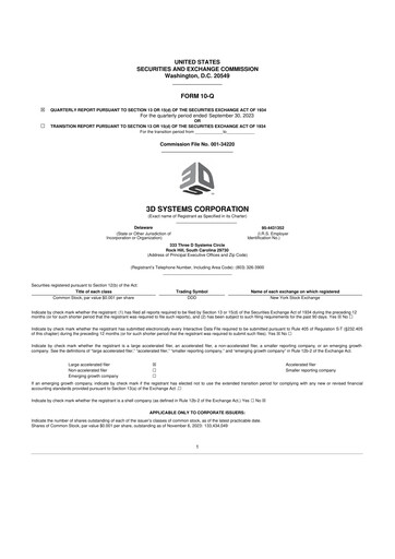 Vorschaubild 3D Systems 10-Q Quartalsbericht 2023 