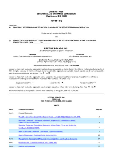 Miniature Lifetime Brands 10-Q Rapport trimestriel  