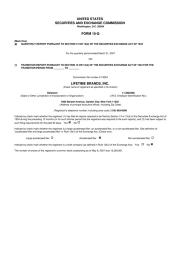 Miniature Lifetime Brands 10-Q Rapport trimestriel  