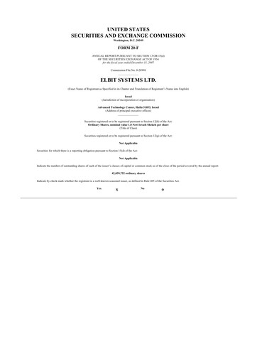 Thumbnail Elbit Systems
 20-F Annual Report 