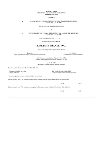 Thumbnail Lifetime Brands 10-K Annual Report 