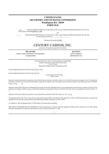 Thumbnail Century Casinos 10-K Annual Report 