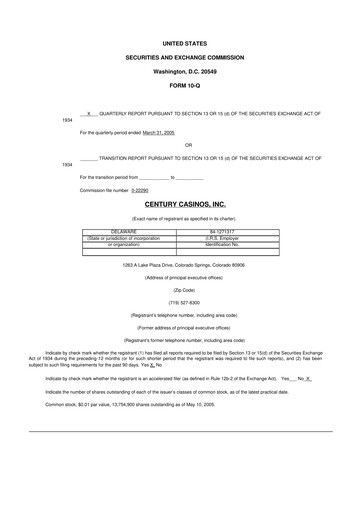 Vorschaubild Century Casinos 10-Q Quartalsbericht  