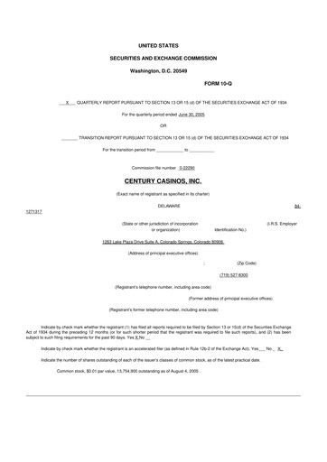 Vorschaubild Century Casinos 10-Q Quartalsbericht  