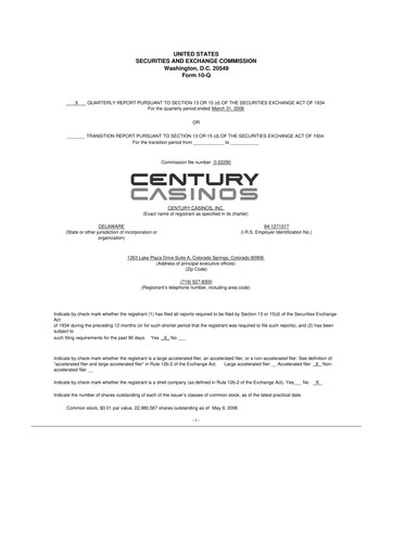 Vorschaubild Century Casinos 10-Q Quartalsbericht  