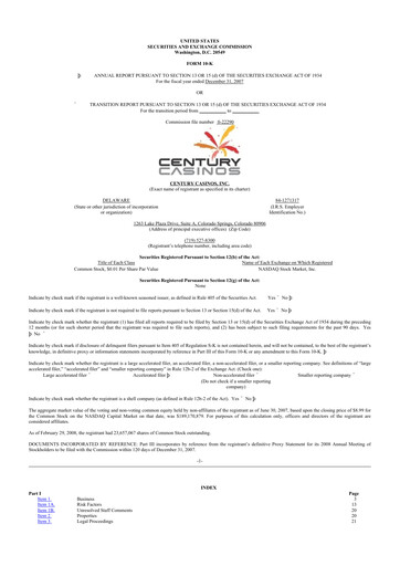 Thumbnail Century Casinos 10-K Annual Report 
