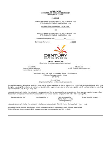 Vorschaubild Century Casinos 10-Q Quartalsbericht  