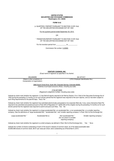 Vorschaubild Century Casinos 10-Q Quartalsbericht  