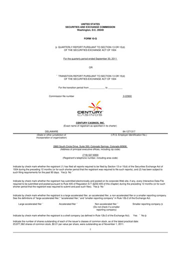 Vorschaubild Century Casinos 10-Q Quartalsbericht  