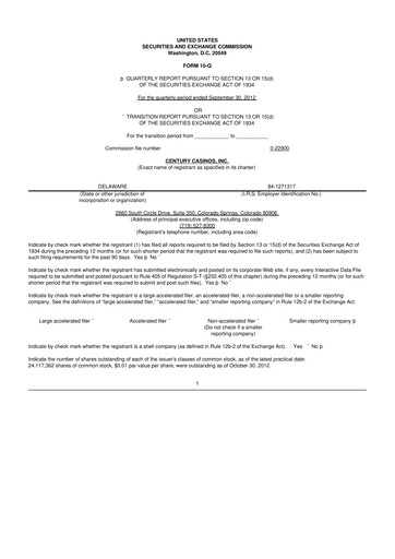 Vorschaubild Century Casinos 10-Q Quartalsbericht  