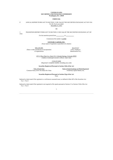 Thumbnail Century Casinos 10-K Annual Report 2013