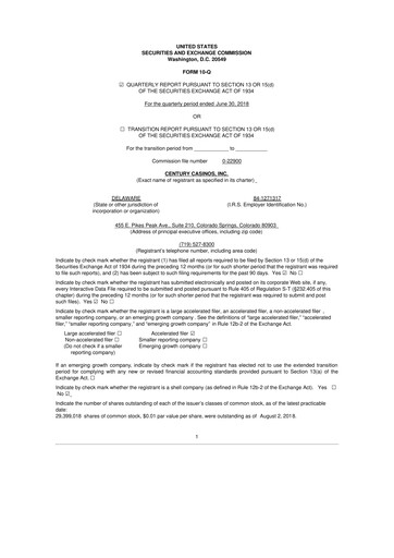 Vorschaubild Century Casinos 10-Q Quartalsbericht  