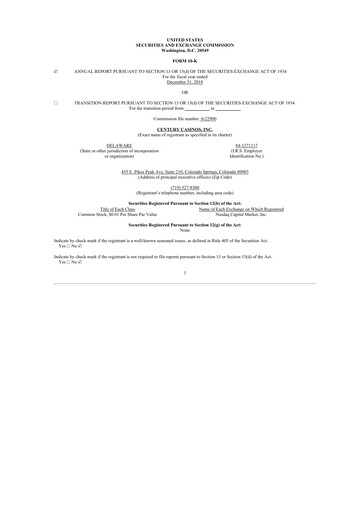Thumbnail Century Casinos 10-K Annual Report 2018