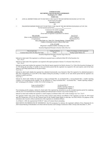 Thumbnail Century Casinos 10-K Annual Report 2019