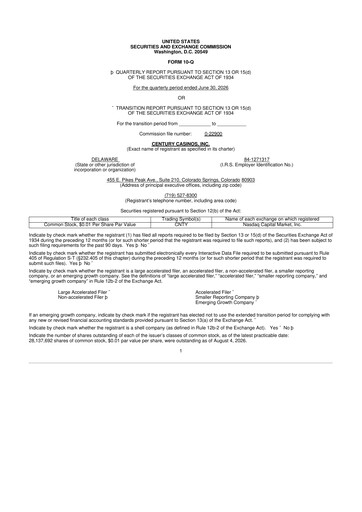 Thumbnail Century Casinos 10-Q Quarterly Report FY2026 