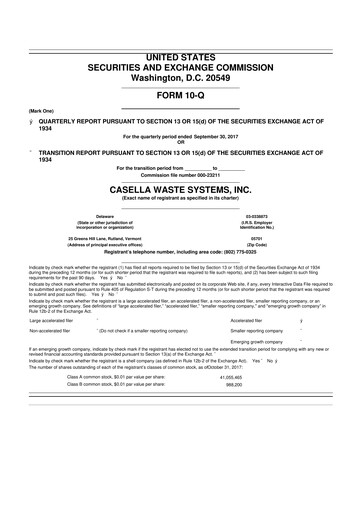 Thumbnail Casella Waste Systems
 10-Q Quarterly Report FY2017 