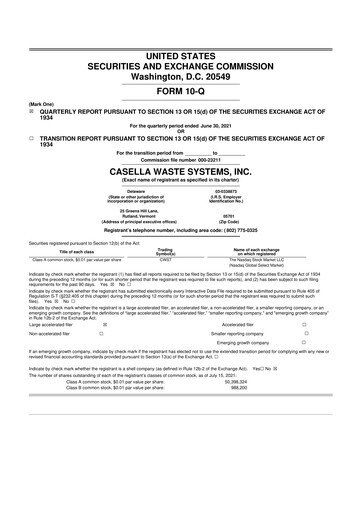Thumbnail Casella Waste Systems
 10-Q Quarterly Report FY2021 