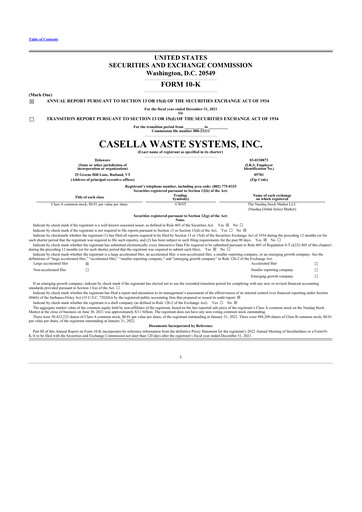 Thumbnail Casella Waste Systems
 10-K Annual Report 2021