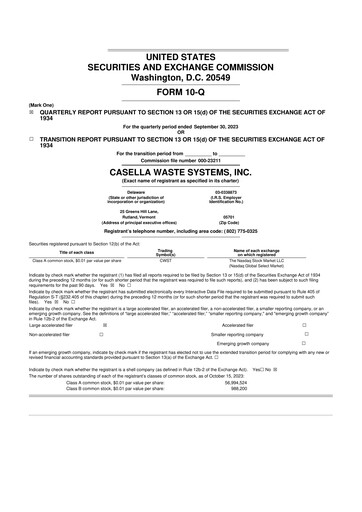 Thumbnail Casella Waste Systems
 10-Q Quarterly Report FY2023 