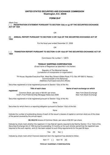 Thumbnail Teekay 20-F Annual Report 