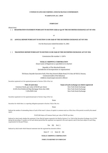 Thumbnail Teekay 20-F Annual Report 