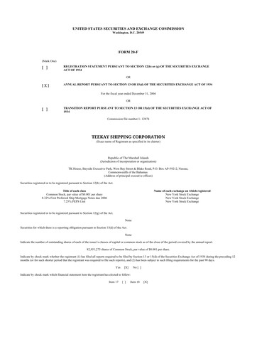 Thumbnail Teekay 20-F Annual Report 