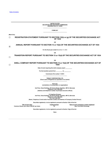 Thumbnail Teekay 20-F Annual Report 2024