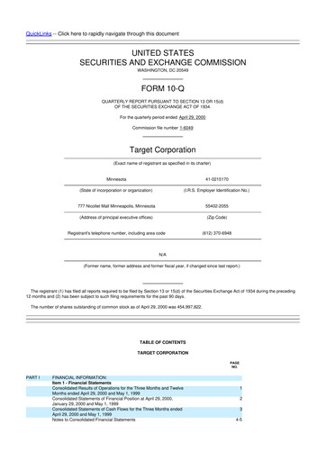 Thumbnail Target 10-Q Quarterly Report FY 