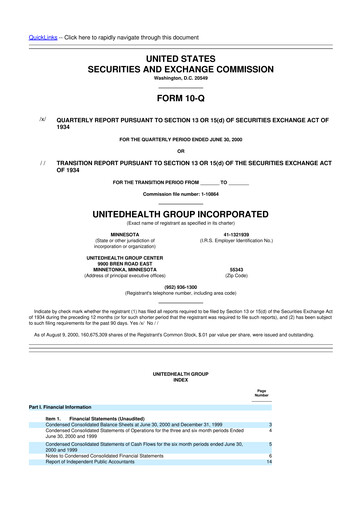 Thumbnail UnitedHealth 10-Q Quarterly Report FY 