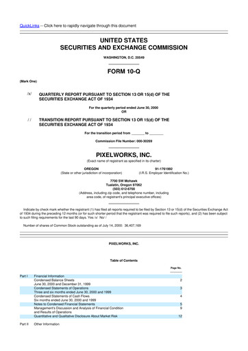 Thumbnail Pixelworks 10-Q Quarterly Report FY 