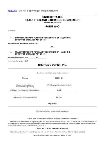 Thumbnail Home Depot 10-Q Quarterly Report FY 