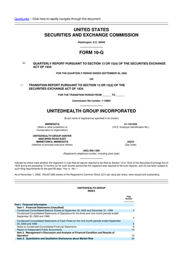 Thumbnail UnitedHealth 10-Q Quarterly Report FY 