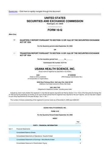 Thumbnail USANA 10-Q Quarterly Report FY 